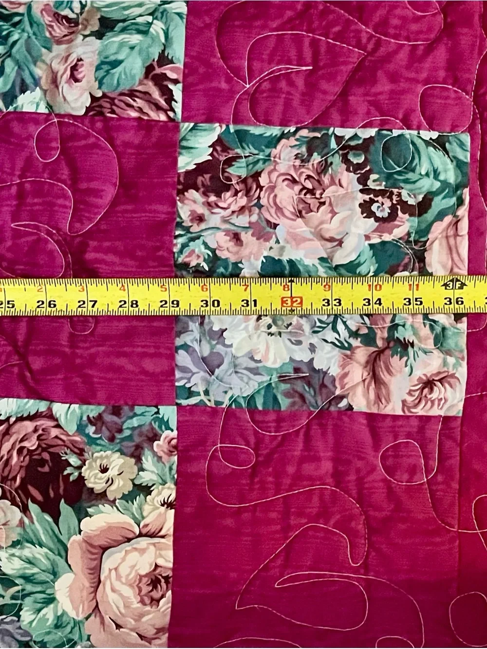 Handmade Floral Patchwork Quilted Throw - Pink